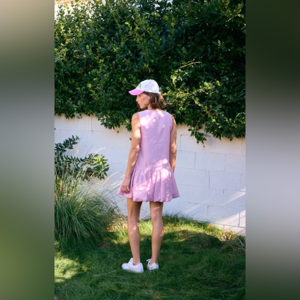 Pink Sleeveless Bubble Hem Dress - Picture 4 of 4
